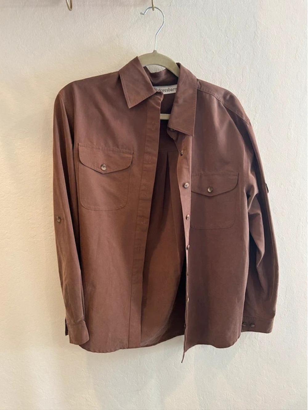 Y2K Brown Button Up Long Sleeve Top
